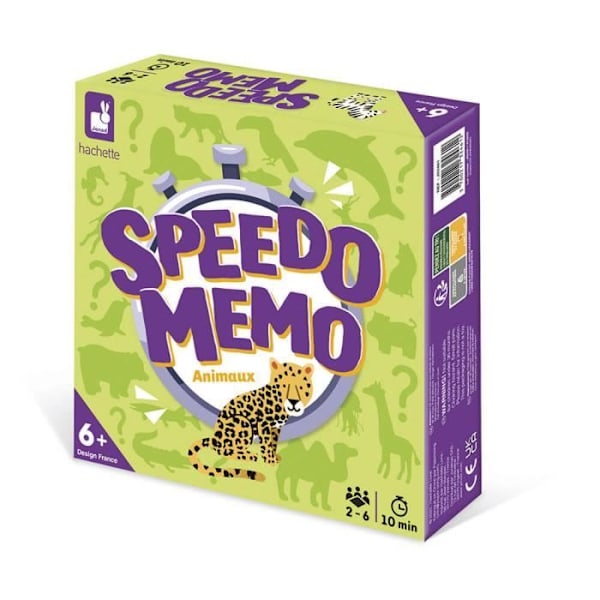 JANOD - Speedo Memo Animals - Brädspel för barn - Minne och hastighet - 48 djurkort - Från 6 år Flerfärgad