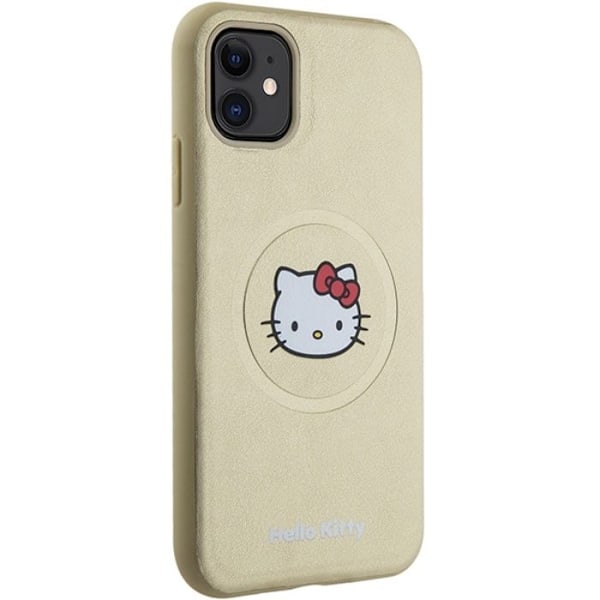 Coque för iPhone 11 - Hello Kitty Hardcase Läder Hello Kitty Läder Kitty Huvud MagSafe (HKHMMN61PGHCKD) - Guld gyllene