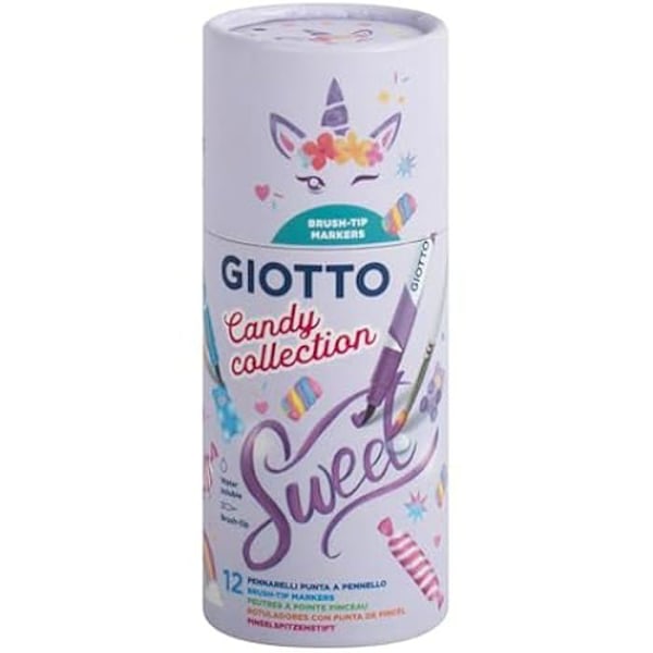 Feutrar - GIOTTO - Candy Collection - 12 feutrar TURBO Soft Brush - 1 pensel ingår - Flera färger Flerfärgad