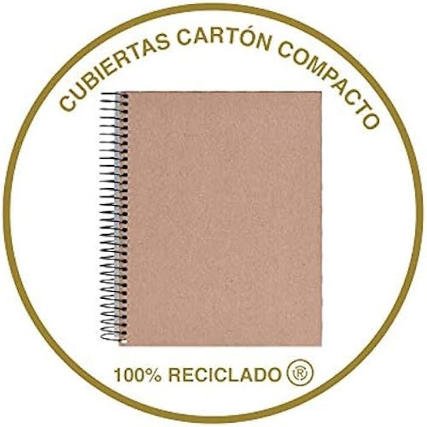 Cahier A4 - MIQUELRIUS - 100% Återvunnen - 120 Sidor - Återvunnen Kartongomslag - 4 Hål Svart
