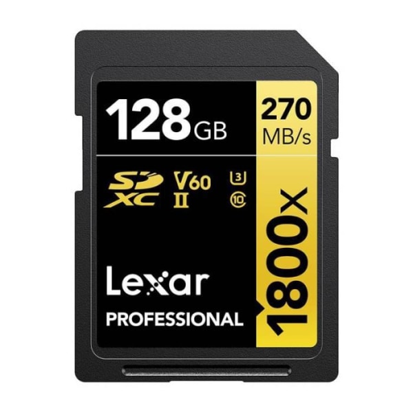 LEXAR 128GB 1800X Professional 270MB/s Klass 10 UHS-II U3-SDXC-kort