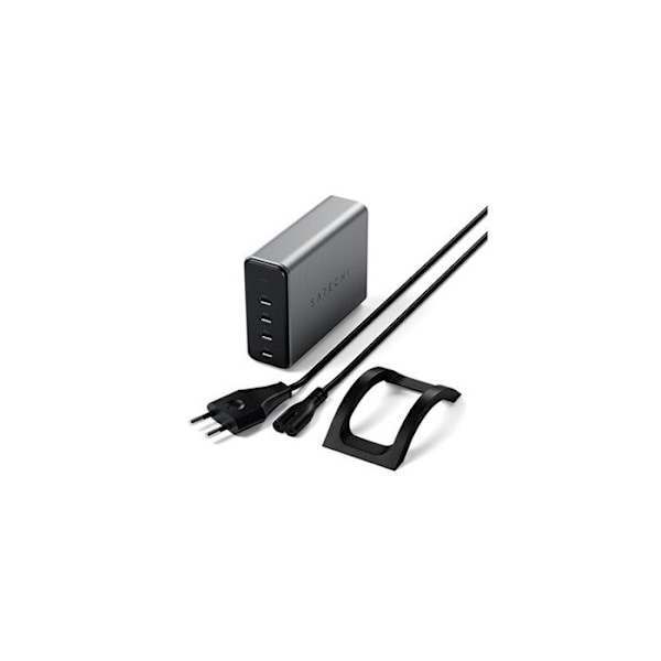 USB-C-laddare - Satechi - 165W PD GaN - 4 portar - Rymdgrå - Galliumnitrid