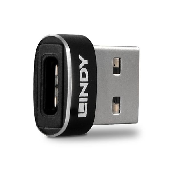 USB 2.0-adapter - LINDY - Typ A hane till Typ C hona - 480 Mbit/s - Nickelled, guldpläterade kontakter