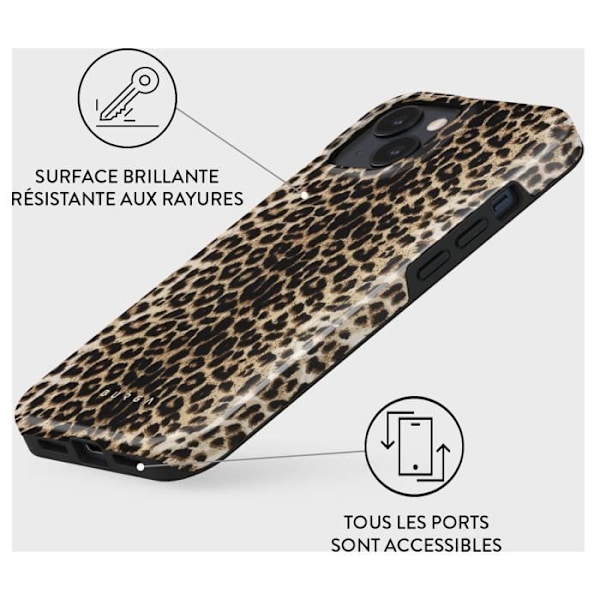 Coque för iPhone 15 MagSafe Tough Antichocs Modell Player Burga Leopard kastanj