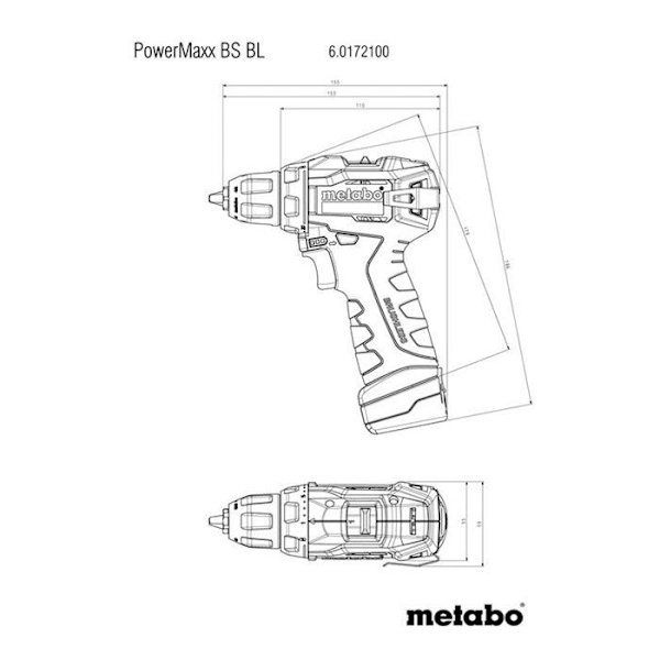 Trådlös borrskruvdragare - Metabo - PowerMaxx BS BL 601721500 - 12 V - 2 Ah - 2 batterier