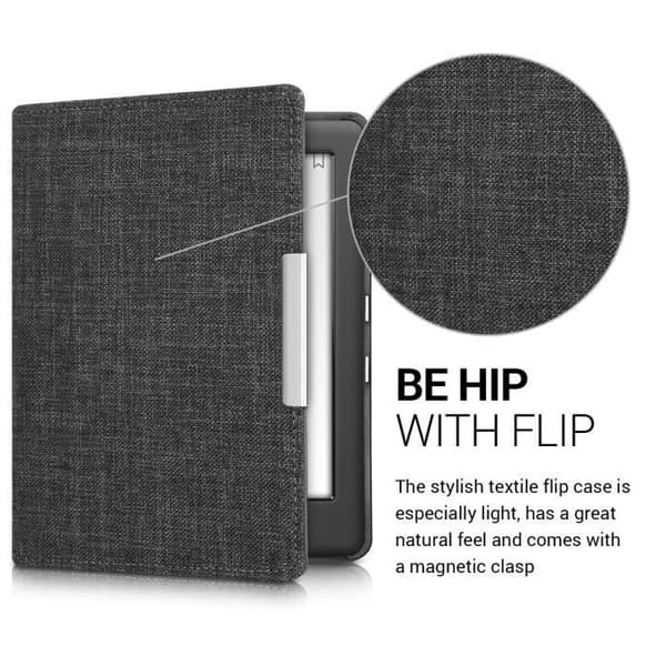 kwmobile E-Reader Fodral Kompatibel med Kobo Glo HD / Touch 2.0 - Fodral med magnetisk flik i textiltyg för E-Reader