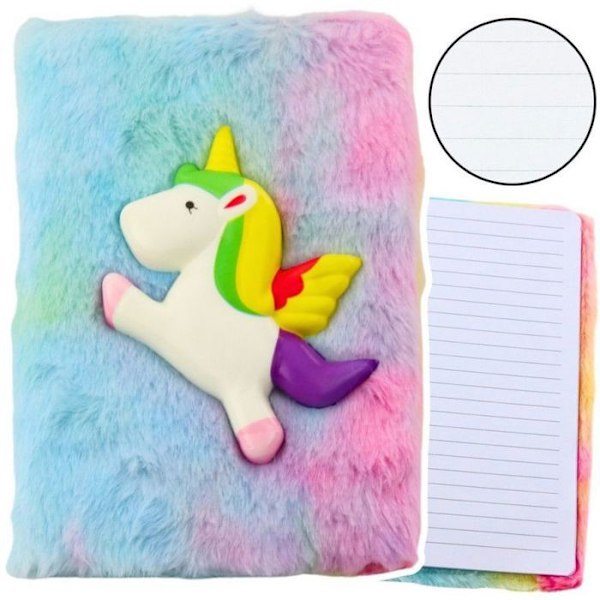 Anteckningsblock - Lean loggbok Plush notatbok med färgglad 3D-unicorn