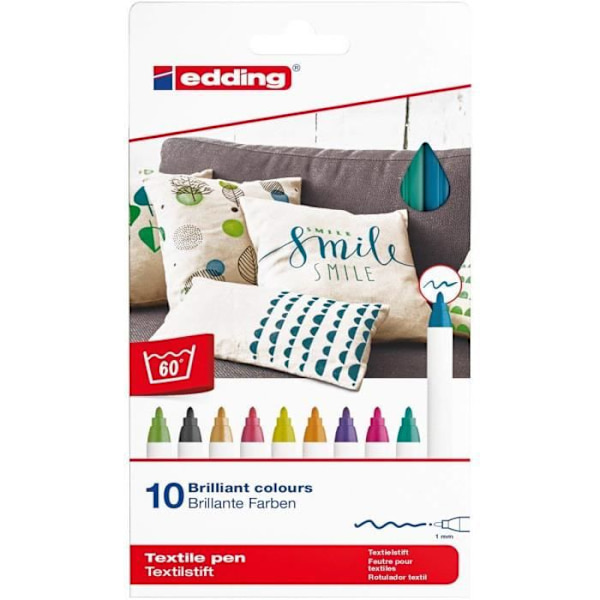 Edding 4600 Textilmarkör med kulspets 1 mm - 4-4600 20er Set