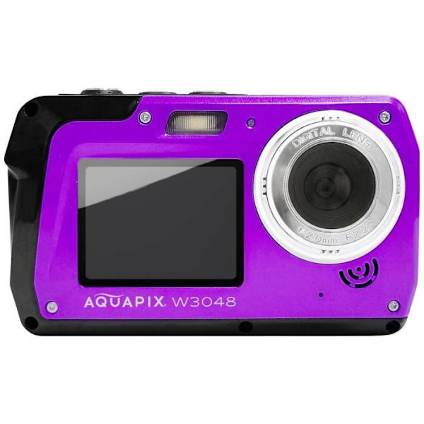 Easypix Aquapix W3048-I Edge Lila Digitalkamera 48 Mill. lila pixel dränkbar kamera, frontskärm