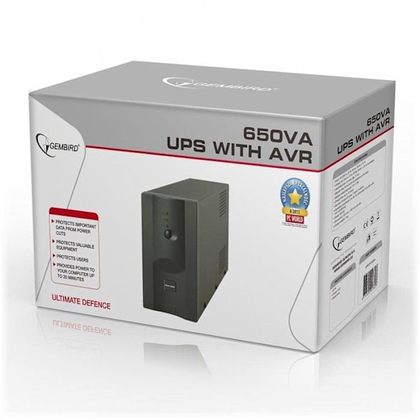 Onduler - Gembird - UPS-PC-652A - VRLA-teknologi - Kompakt design - Överspänningsskydd