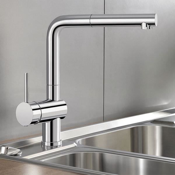 Duschblandare - Blanco - LINUS-S - Krom - Utdragbar handdusch - Keramisk patron krom
