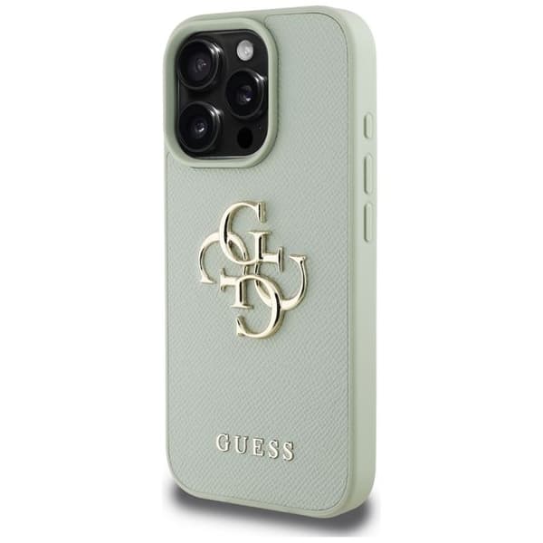 Coque Guess Hardcase Grained Big 4G Logo Small Classic Logo för iPhone 16 Pro Max - Grön Grön