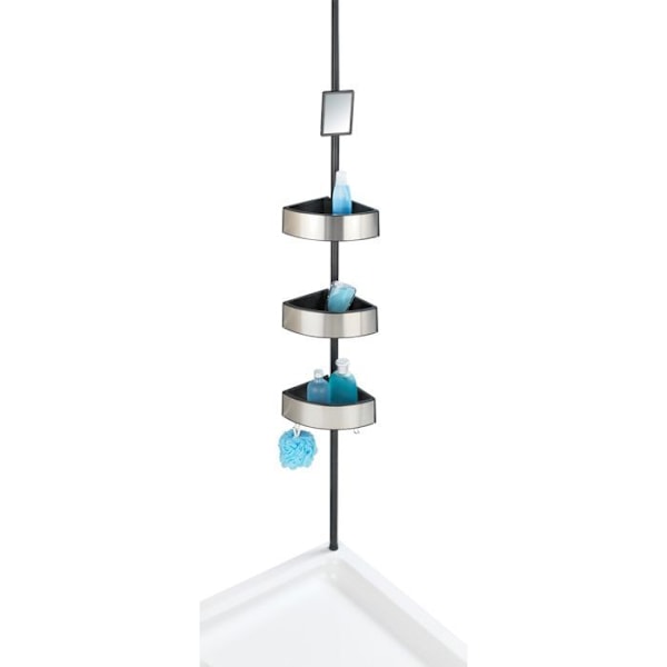 Teleskophylla - WENKO - Premium - 3 korgar - Aluminium - Mattsvart - Borrfri lösning matt svart