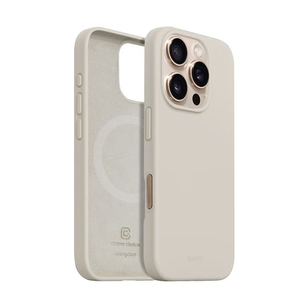 Silikonskal för iPhone 16 Pro Max - CRONG - Beige Sten - MagSafe - Elegant Design - Hållbart Skydd stenbeige