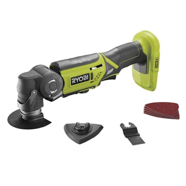 RYOBI - Multiverktyg 18V ONE+ - oscill. 3,2° - 1 trä-metallblad & 1 träblad, 1 slipplatta och 5 slipskivor - R18MT-0 Grön