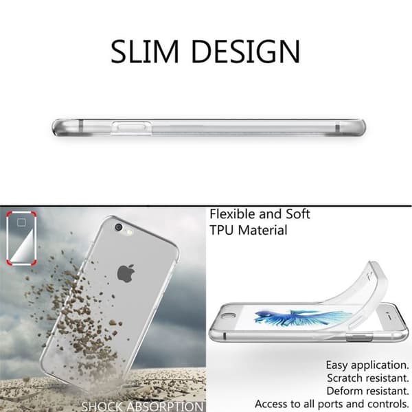 NALIA Helskydd 360° iPhone 6 Plus / 6S Plus med härdat glas – transparent slim Transparent