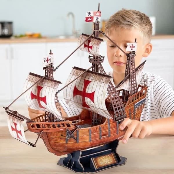 Puzzle 3D - Båt Santa Maria - Byggspel - EXPLORA - 204 bitar - Från 8 år