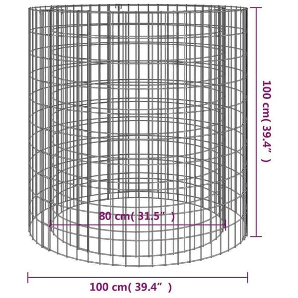 vidaXL Gabion Fire Pit Ø 100 cm Galvaniserat järn 153561