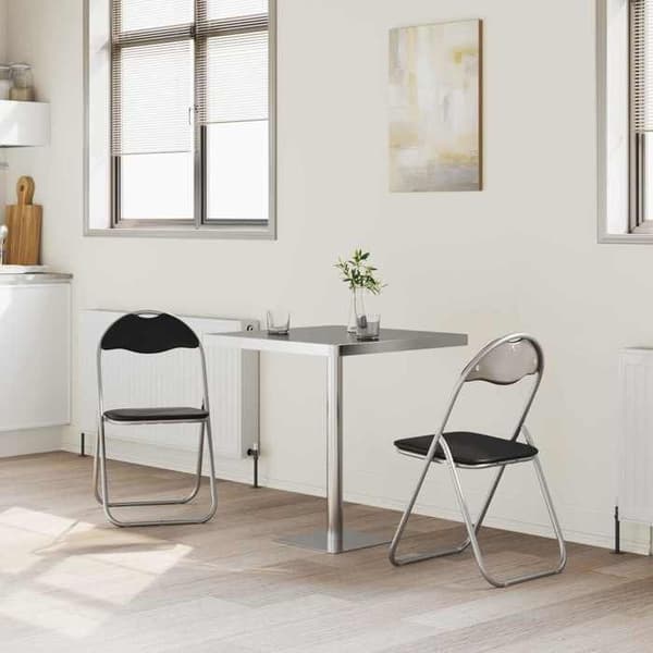 vidaXL Fällstol 2 st Svart och grå 48 x 43,5 x 81 cm Konstläder 42029043