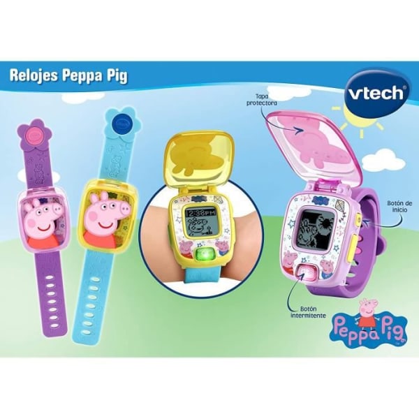 Pedagogisk klocka - VTech - Peppa Pig - Blå - Stoppur - Alarm - 3 till 10 år Azul - Asmodee - Brädspel - Brädspel