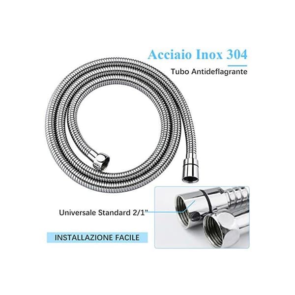 Duschhuvud - Vinabo - 1,5m Slang - Högtryck - Kromad ABS - Ergonomisk Pengar