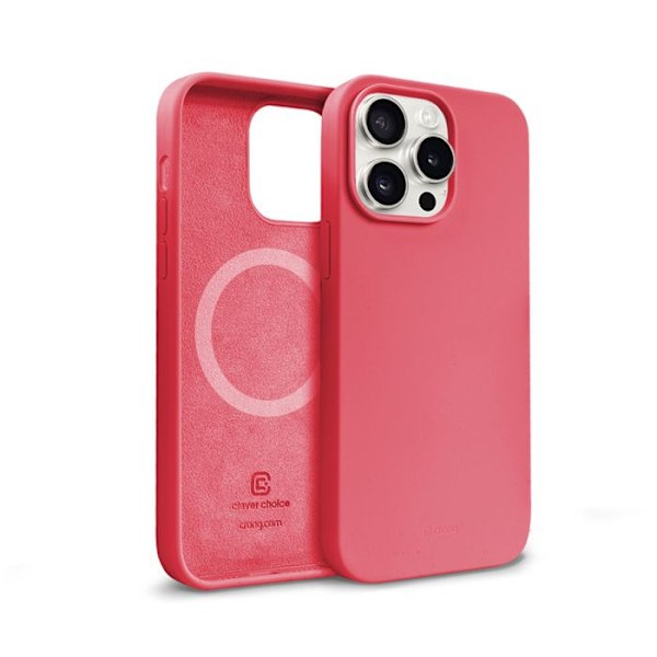 Telefonfodral - Crong - Färgglatt Magnetiskt Skal - iPhone 15 Pro - Rosa - Flexibelt - MagSafe Rosa