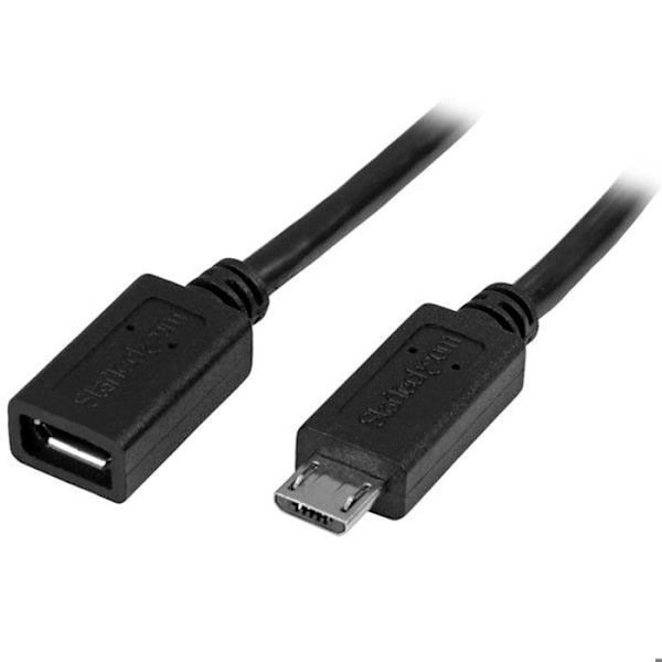 STARTECH.COM Micro USB förlängningskabel - Micro B till Micro B USB förlängningskabel - Micro USB förlängningskabel - M / F - 50 cm - Svart