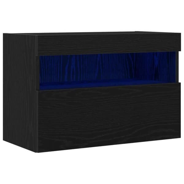 Svart TV-möbel 60×30×40 cm med LED-belysning — MDF, samtida stil Svart