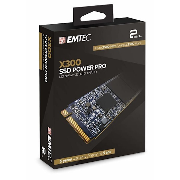 SSD M.2 2280 - EMTEC - X300 Power Pro 2 To - PCIe 3.0 x4 - 3500 Mo/s - Exceptionella prestanda