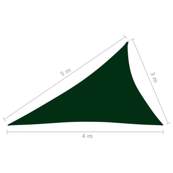 vidaXL Solskyddsduk Oxford Tyg Triangulär 3x4x5 m Mörkgrön