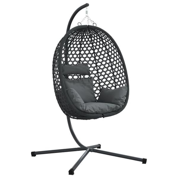 Hängande Äggstol med Stöd i Anthracite Poly Rattan