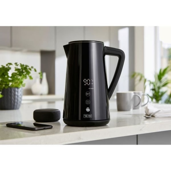 Elkettle - SWAN - SK14650BLKNEU - 1,5L - WIFI - LED-Touchskärm Svart
