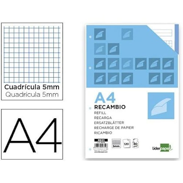 Feuillet Mobil A4 - LIDERPAPEL - 49752 - 120 sidor - 80g - 5x5mm utan Marginaler mångfärgad