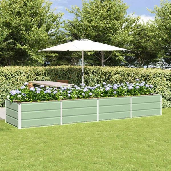 Planteringslåda - VIDAXL - 320 x 80 x 45 cm - Stål & plast - Grön - Rektangulär Grön