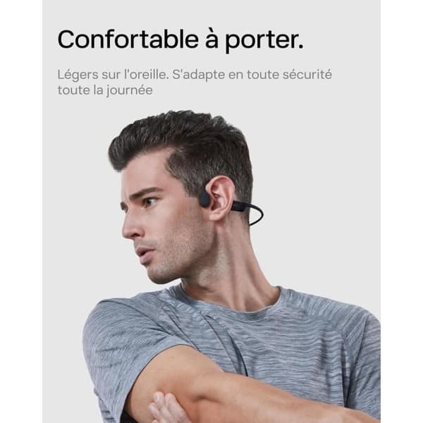 Shokz OpenRun Hörlurar med benledning Bluetooth IP67 - 8h, Brusreducerande mikrofon, USB-C, Grå Kometgrå