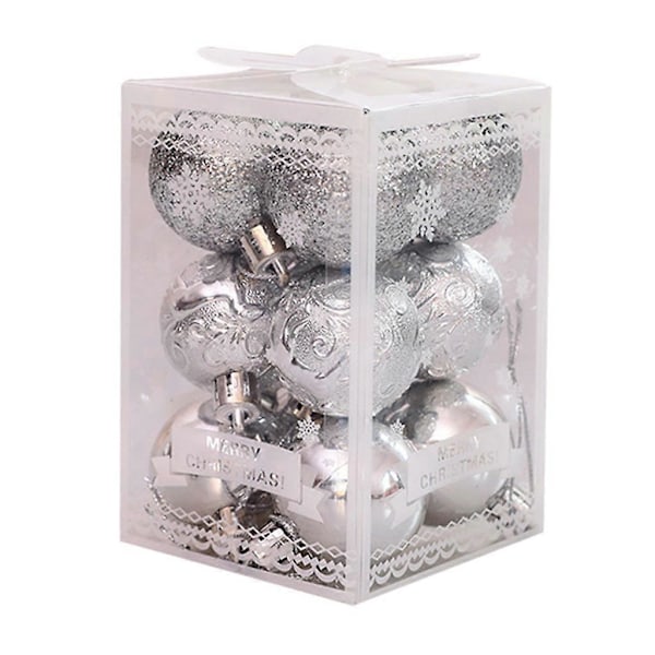 12 st 4 cm Glitter Julgranskulor Okrossbara Prydnader Flerfärgade Juldekorationer Hängande Hängen