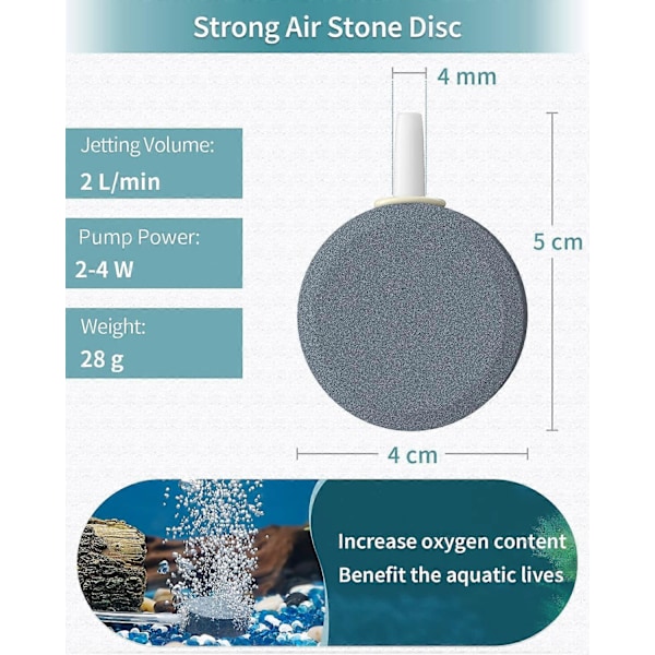 Akvarium Disk Bobler 4cm Boblefrigørelsesværktøj Rund Iltspreder til Luft Nanopumper Akvarier Små Damme og DWC Tanke, 4 Pakker