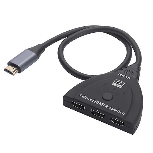8K HD Multimedia Interface -kytkin 3 sisään, 1 ulos, 60 Hz, HDR 10, HDCP 2.3, HDMI 2.1 -jakaja pelaamiseen