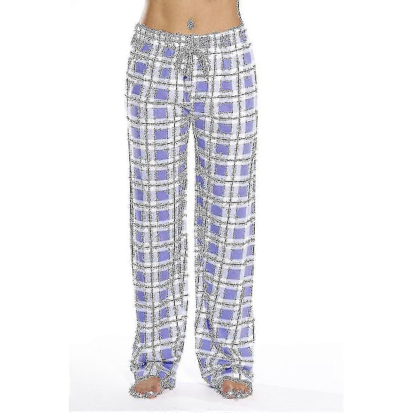 Dames Pyjamasbukser med Lommer, Bløde Flanel Check Pyjamasbukser til Kvinder