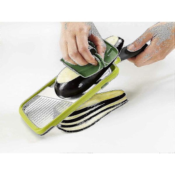 Multi Håndholdt Mandolin Kutter med Matgrep og Justerbare Blader, Tåler Oppvaskmaskin, One-size, Grønn