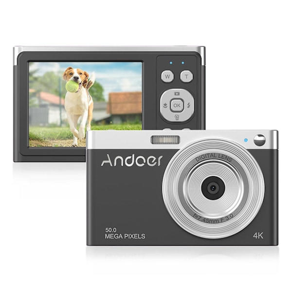 Andoer Kompakt 4K Digitalt Videokamera 50MP 2.88 Tommers IPS-Skjerm Autofokus 16X Zoom Anti-s