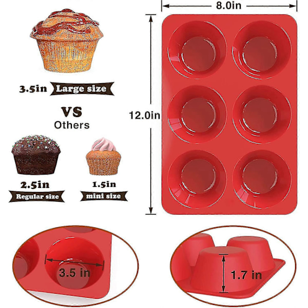 Althee Silikon Jumbo Muffinplåt. 3,5 tum Stor Muffinsform - Set med 2 Stora Muffinplåtar. Silikon