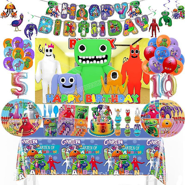 Garten Of Banban Bursdagsfest Dekorasjon Barn Dusj Gutter Jente Servise Kopp Duk Tall Ballong Kake Bakteppe Mixed balloons 18pcs