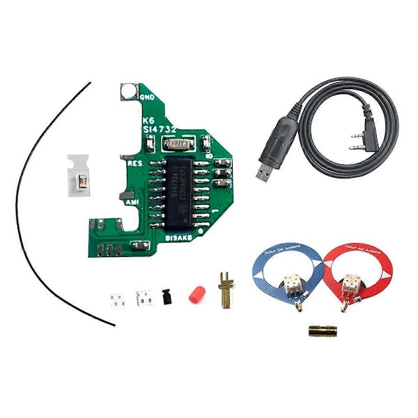 SI4732 Moduuli ja Kideoskillaattori+2xDonitsi Antenni+Ohjelmointikaapeli FPC UVK5/K6 Kaksoisantennille