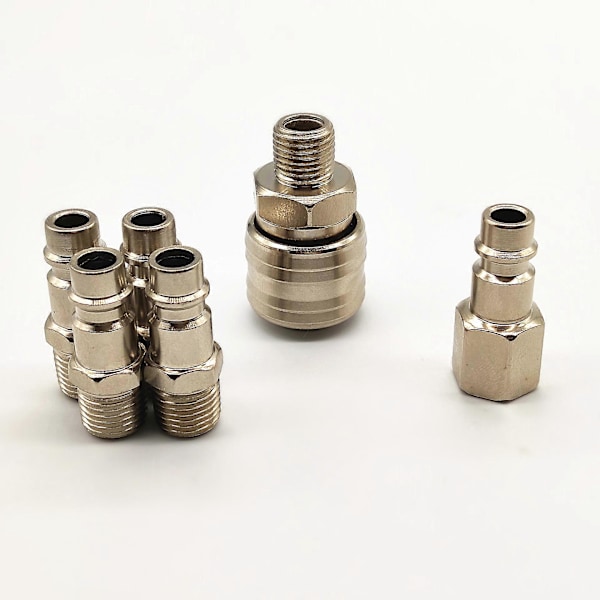 Luftkobling og stiksæt, luftslangefittings, industriel pneumatisk luftkompressor-konnektor, hurtigkoblings-tilbehørssæt, pakke med 6