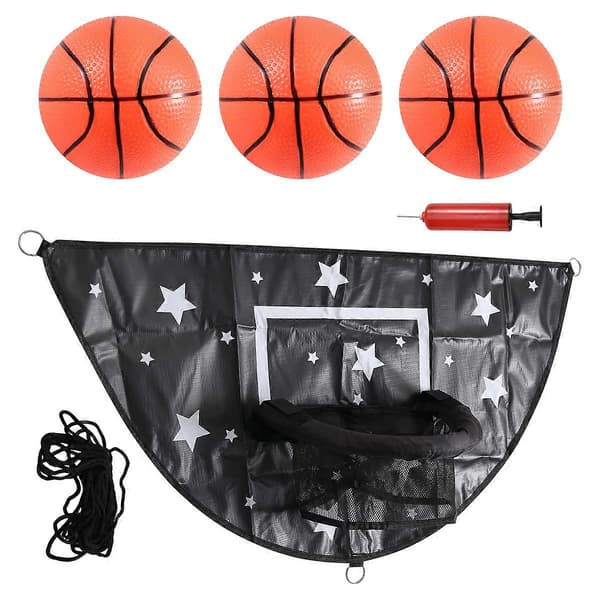 Trampolin Basketballkurv Sæt til Børn Vandtæt Sort