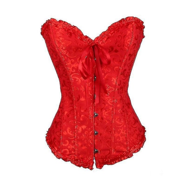 Tflycq Tube Top Jacquard Gothic Palace Korset Vest Shapewear Korset Red XXXL