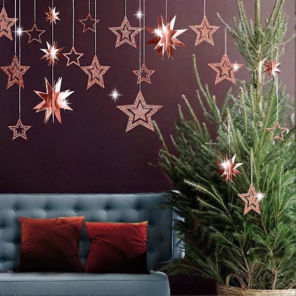 Glitter Roséguld Stjärngirlang Twinkle Little Star Party Dekoration Hängande Dekor Bakgrund Banner Streamer
