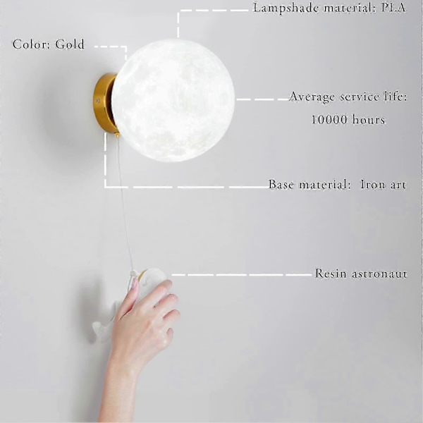 Innendørs VegglampeModerne Vegglampe 15CMMåne og Astronaut Design LED VegglampeInnendørs Vegglampe for Barnerom