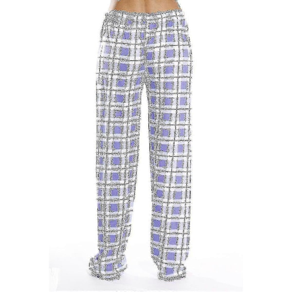 Dames Pyjamasbukser med Lommer, Bløde Flanel Check Pyjamasbukser til Kvinder